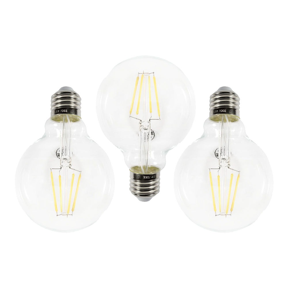 3 Pack of 4W LED ES E27 Vintage Filament Globe Bulb, Clear
