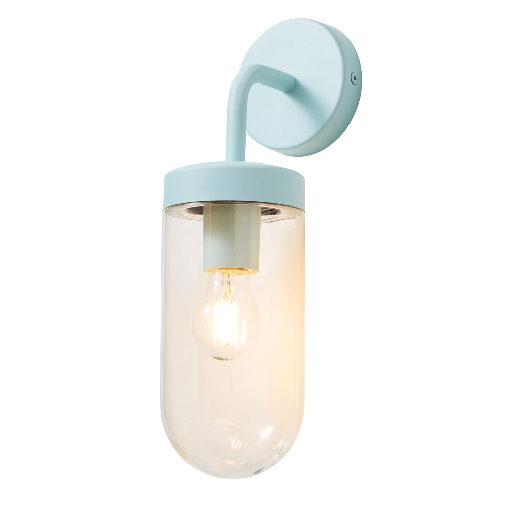 Chelsea Curved Arm Wall Light, Pale Blue