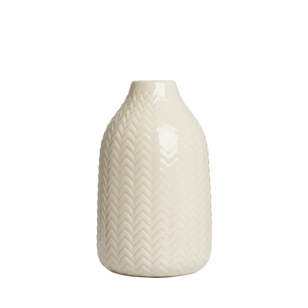 Chevron Ceramic Vase, Cream