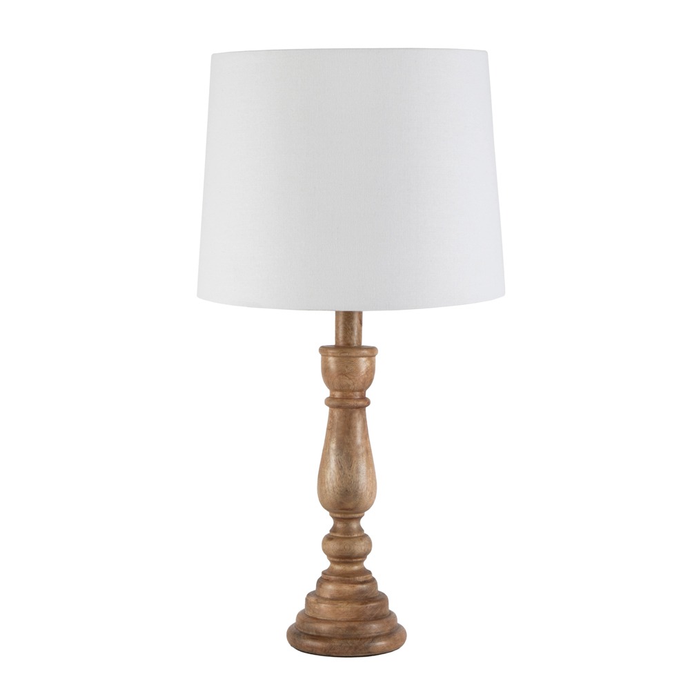 Henlock Wooden Table Lamp with White Shade, Natural