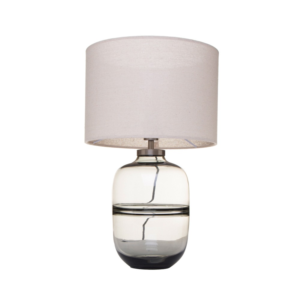 Maple Clear Glass Table Lamp with Shade, Smoke