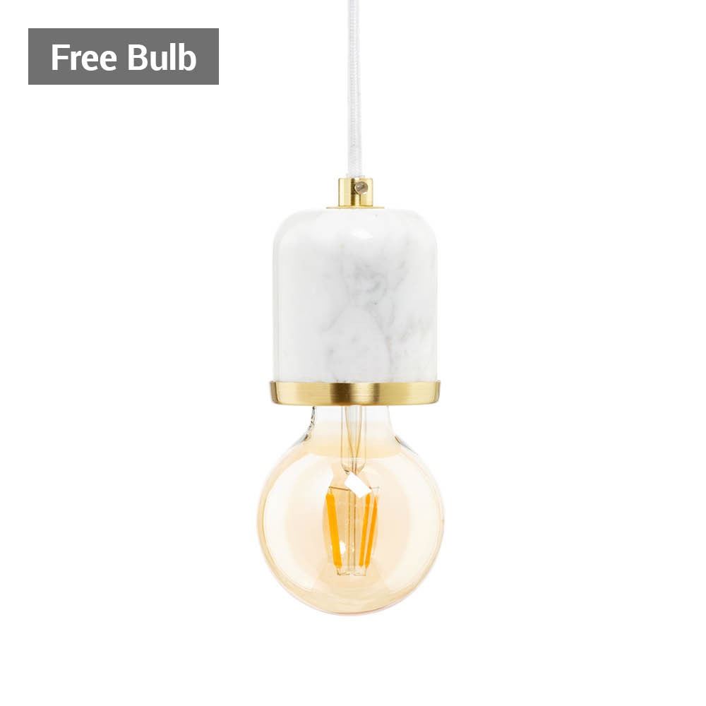 Romano Marble E27 Cable Set with 95mm Bulb, Brass