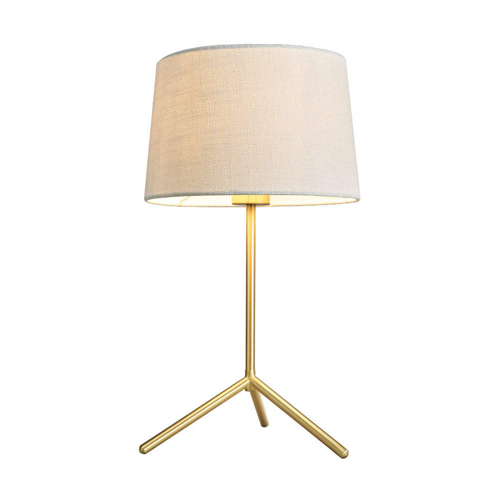 Stassy Tripod Feet Table Lamp with White Shade, Satin Brass