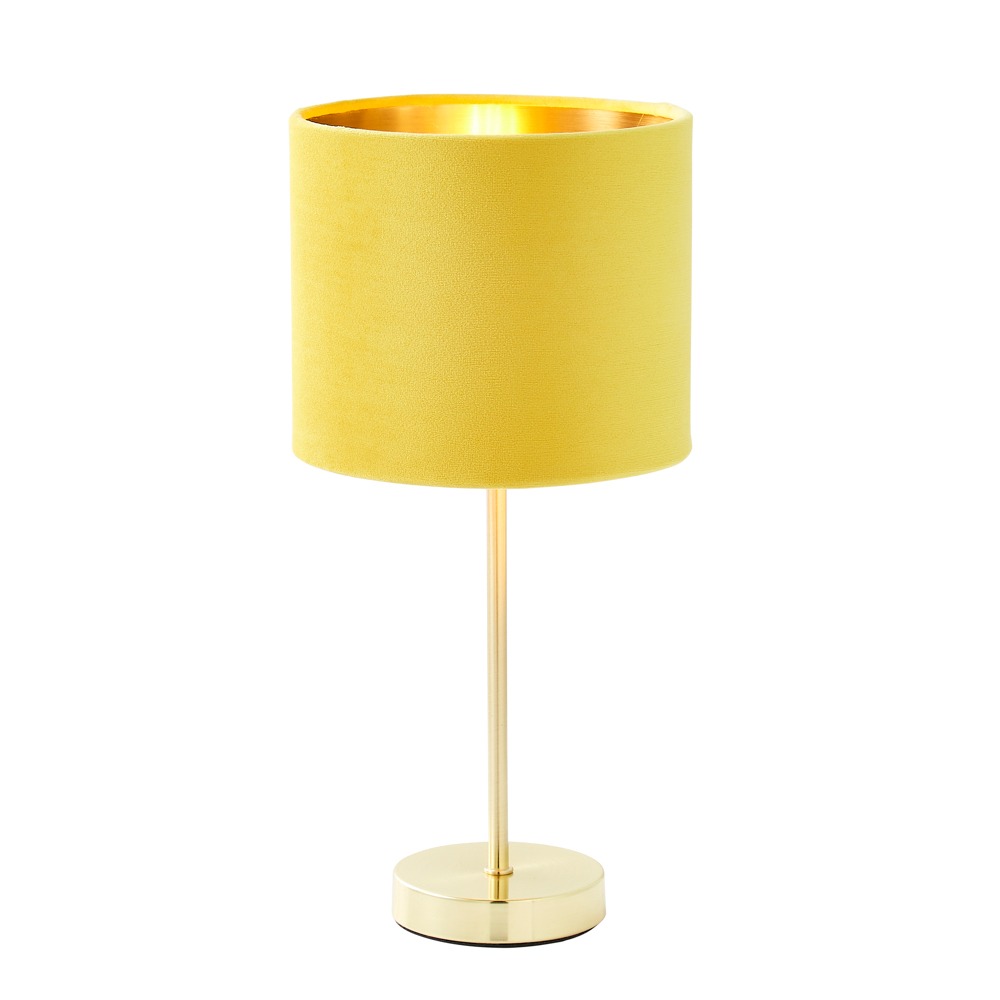 Velvet Table Lamp, Ochre and Brass