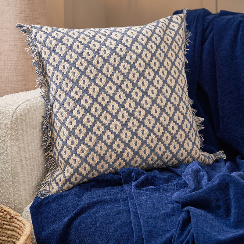 Loft Diamond Cushion in Blue
