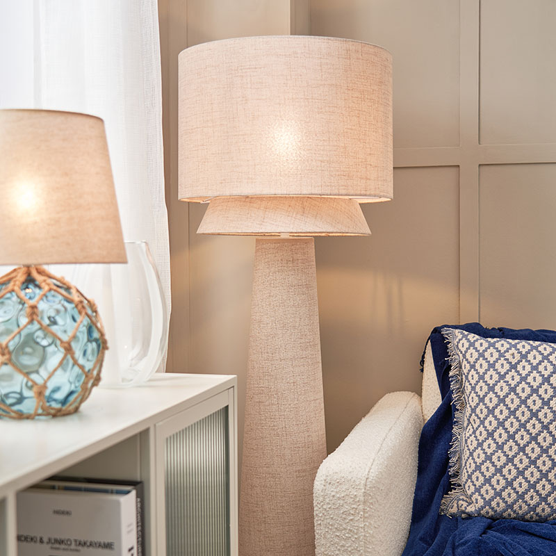 Terri Tiered Floor Lamp in Natural