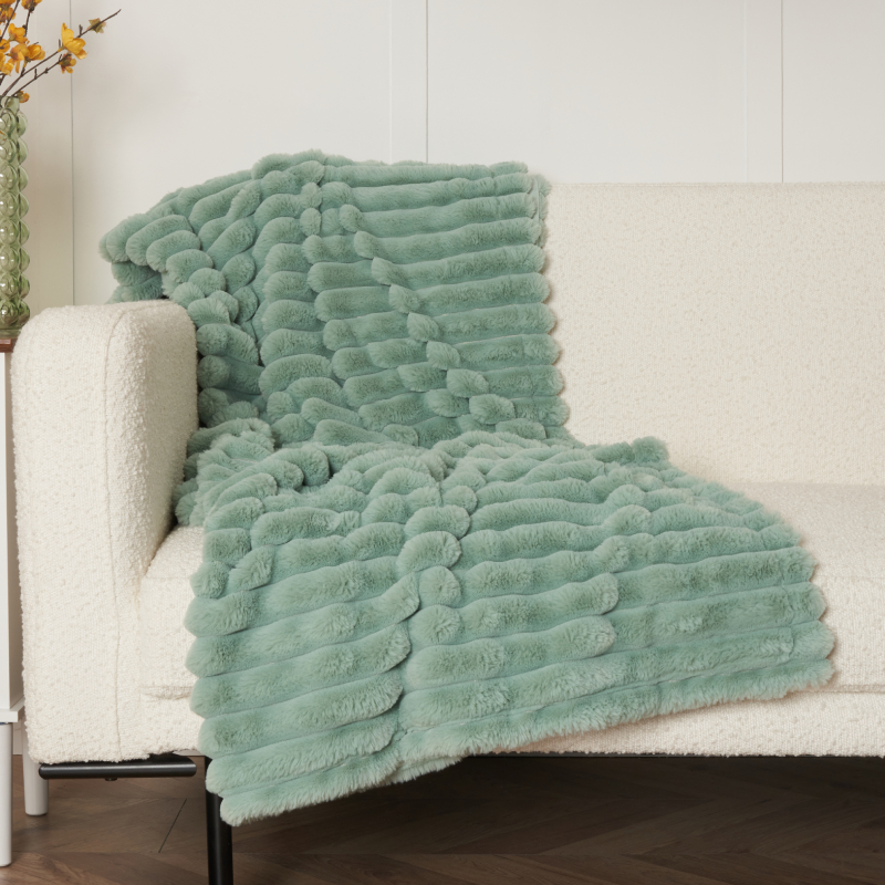  Jumbo Cord Throw with Plain Velvet Backing in Silt Green 