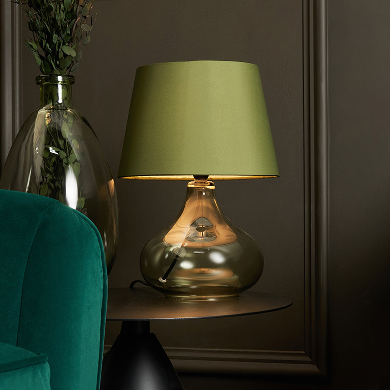Clarise Glass Table Lamp, Bottle Green