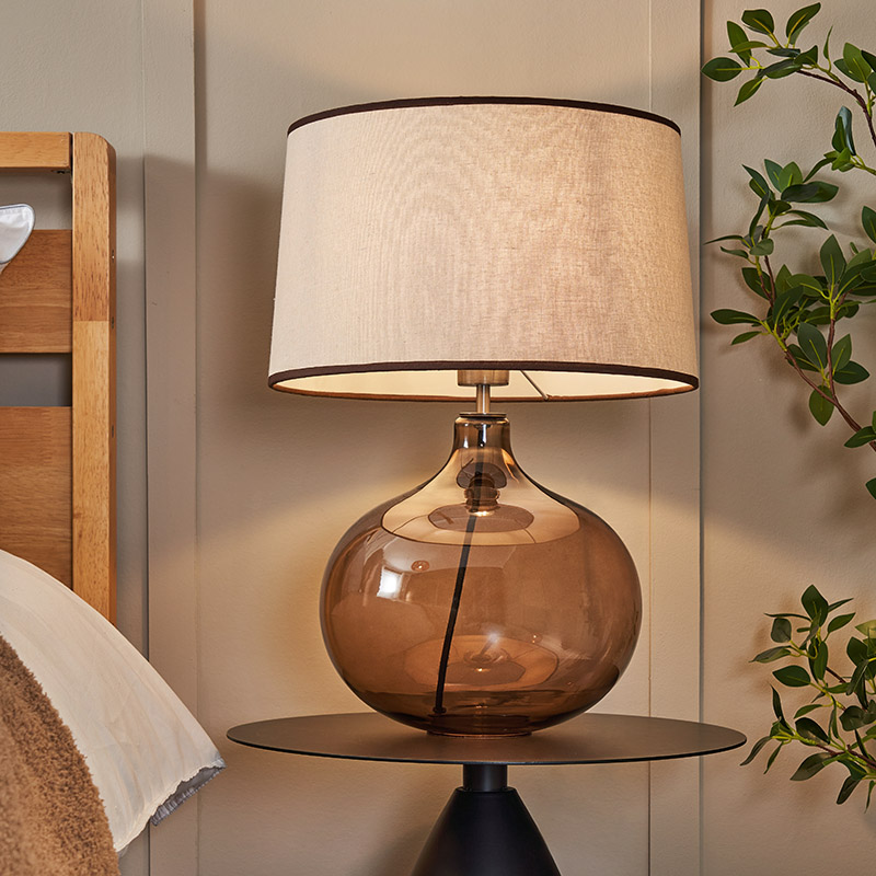 Petrice Large Smoked Brown Glass Table Lamp