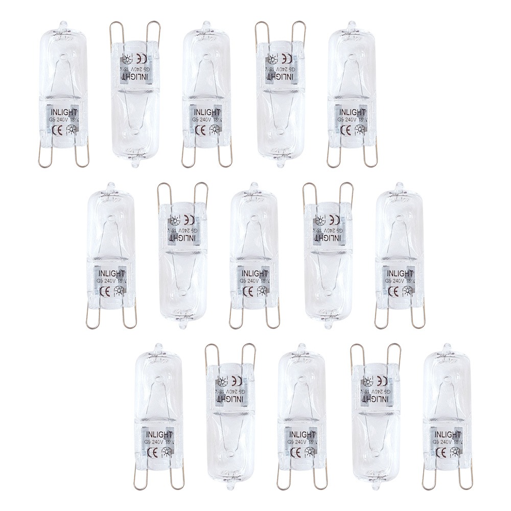 15 Pack of 18 Watt G9 Eco Halogen Light Bulbs, Clear