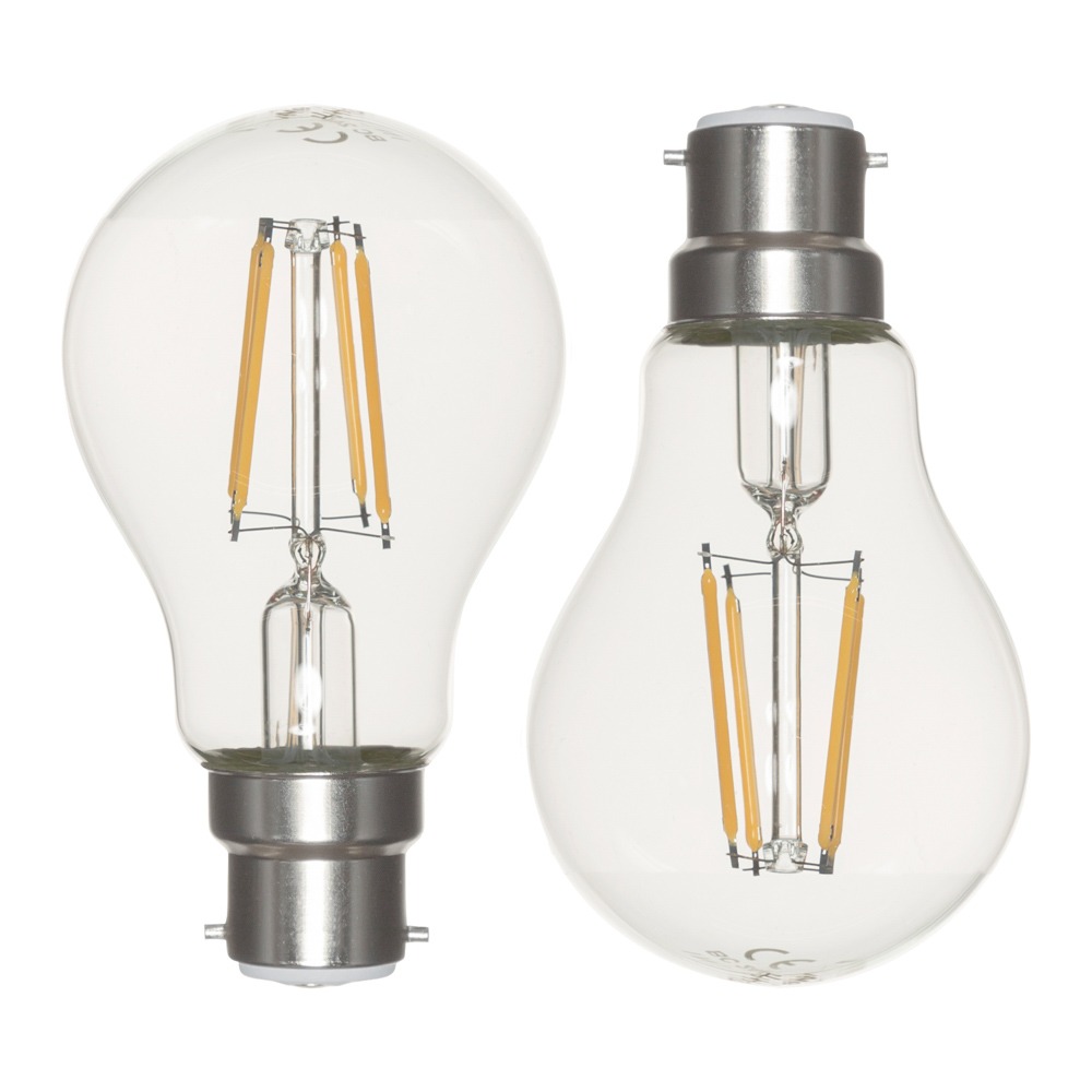 2 Pack of 6W LED Vintage Style BC B22 Classic Light Bulb, Natural White