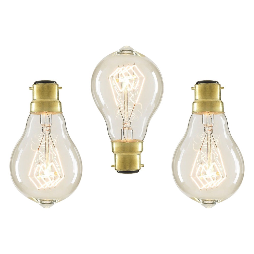 3 Pack of 40W BC B22 Vintage Filament Bulb, Clear