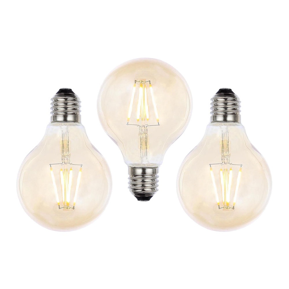 3 Pack of 4W LED ES E27 Vintage Filament Globe Bulb, Tinted