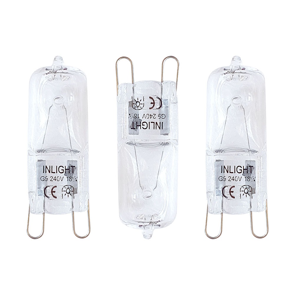 3 Pack of 18 Watt G9 Eco Halogen Light Bulbs, Clear