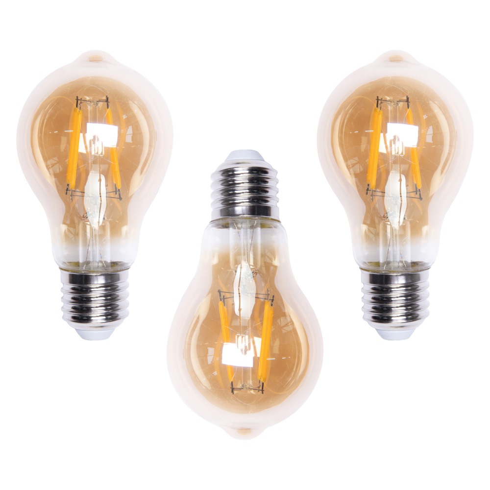 3 Pack of 4 Watt LED E27 Edison Screw Vintage Filament Light Bulb, Gold Tinted