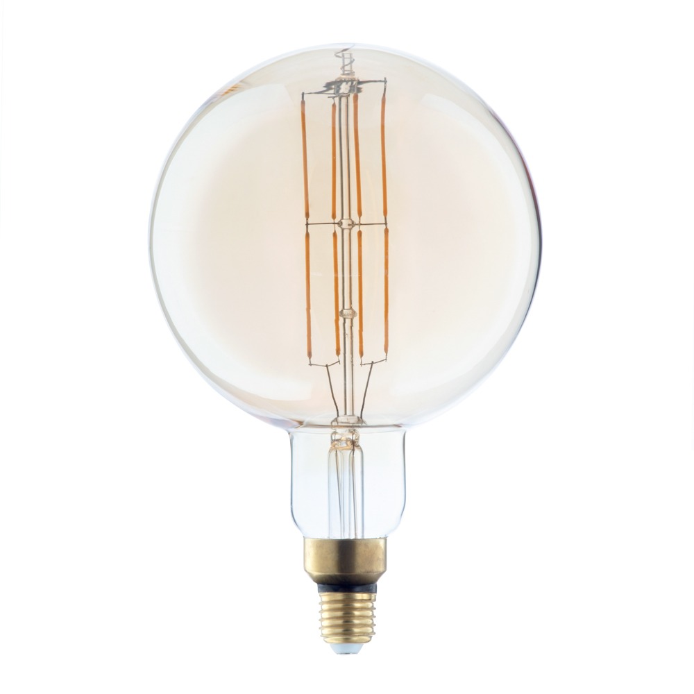 6W LED Oversized Vintage Style ES E27 Globe Filament Bulb, Amber