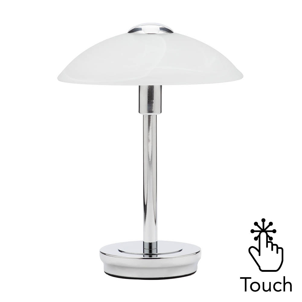Archie Touch Lamp, Chrome and Alabaster