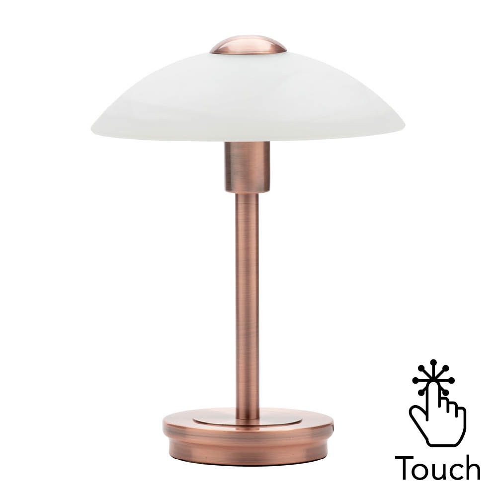 Archie Touch Lamp, Antique Brushed Copper and Alabaster