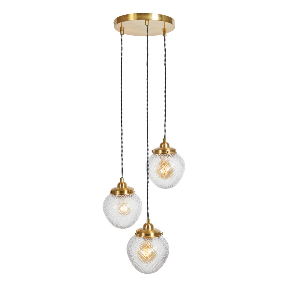 Betty Glass Shade Ceiling Cluster Pendant, Brass