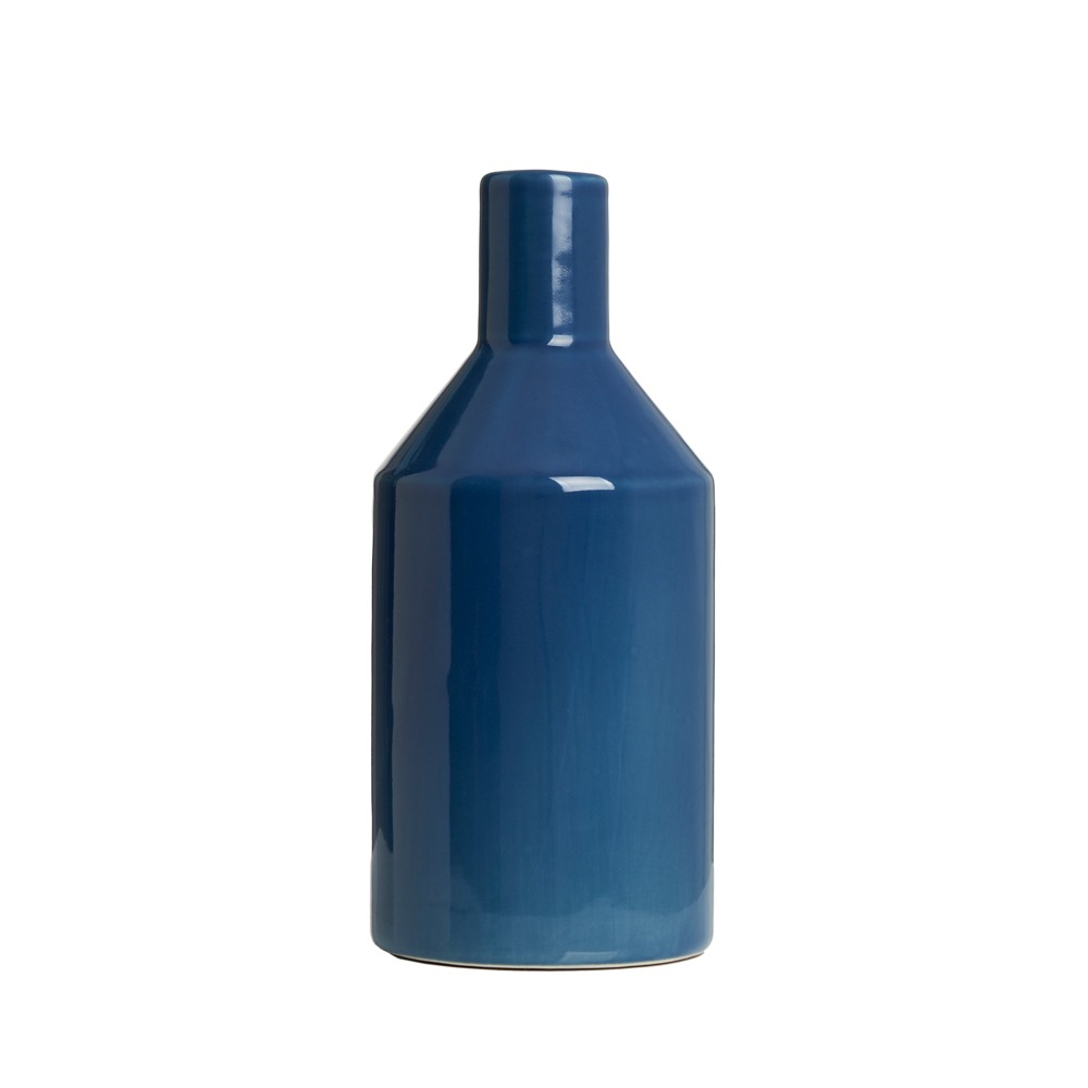 Bottle Ceramic Vase, Blue
