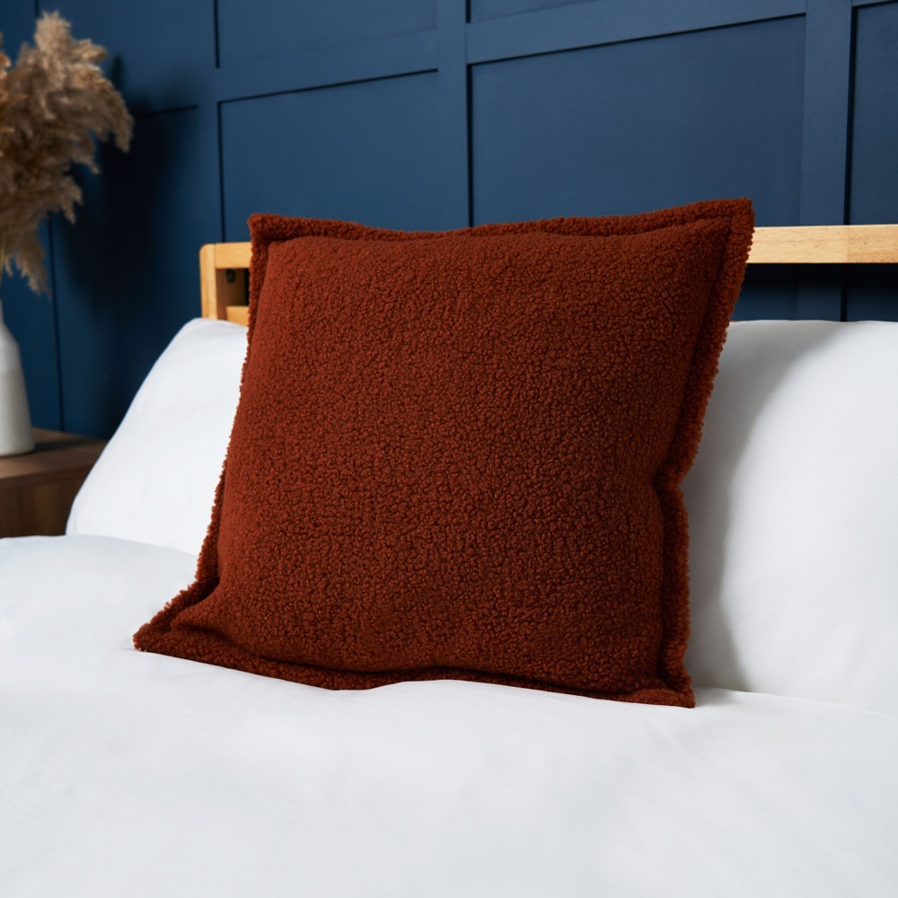 Boucle Cushion with Flange Edge, Terracotta
