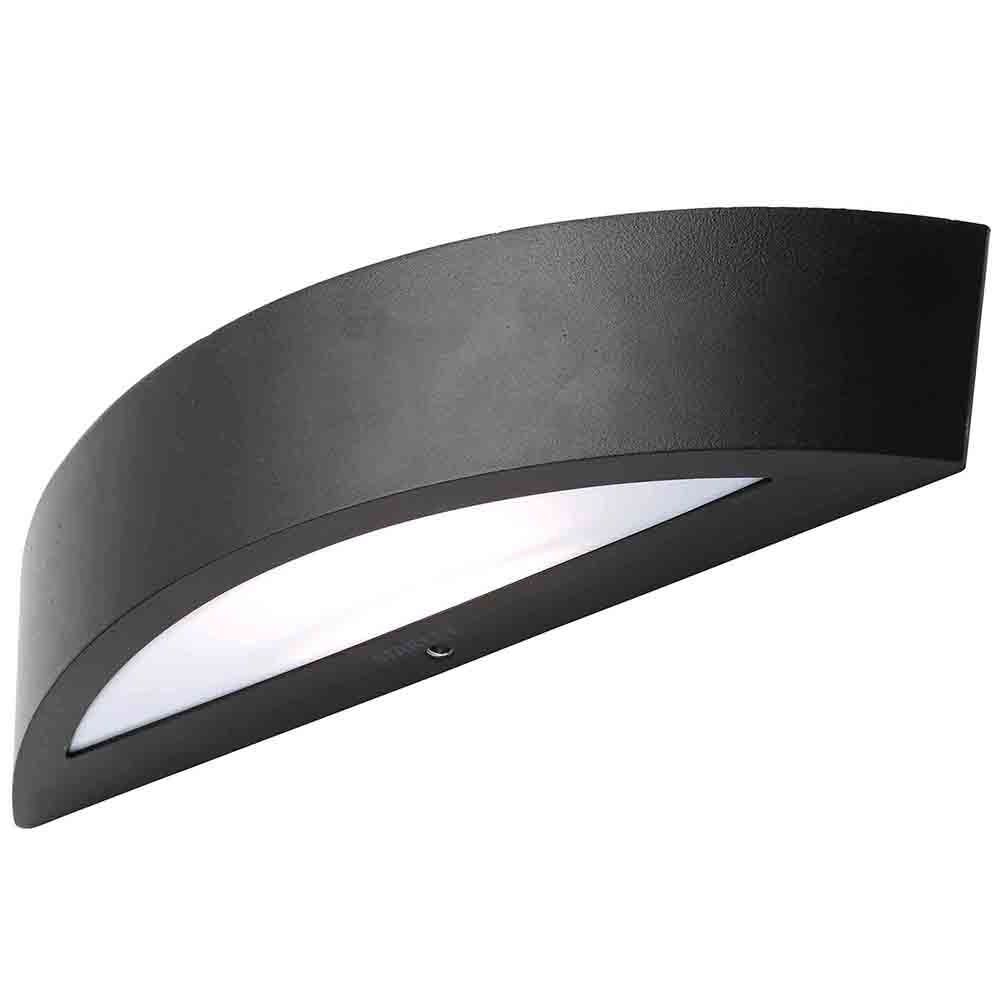 Stanley Brenta Outdoor Curved Aluminium Up & Down Wall Light, Black