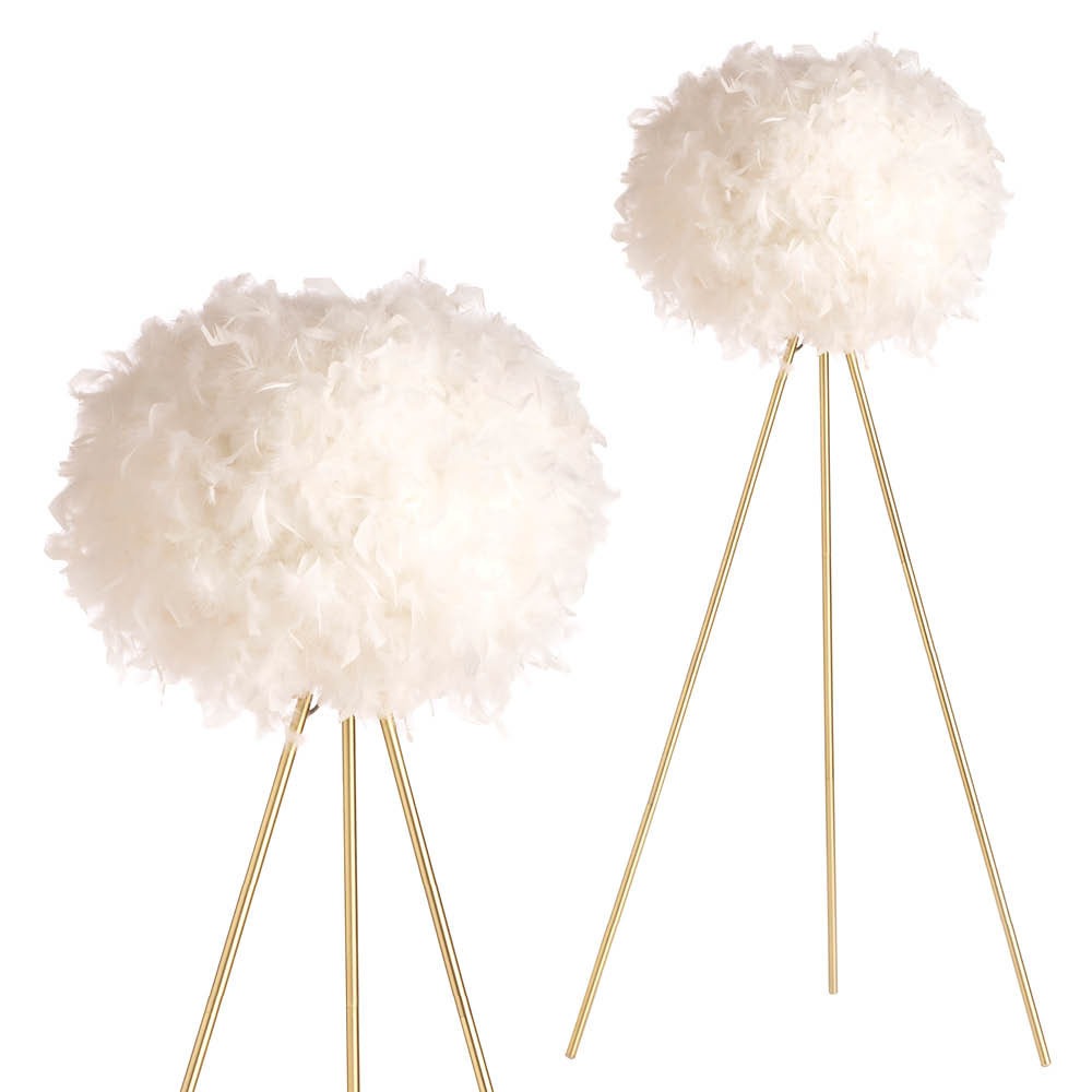 Plume Feather Tripod Floor Lamp, Brass