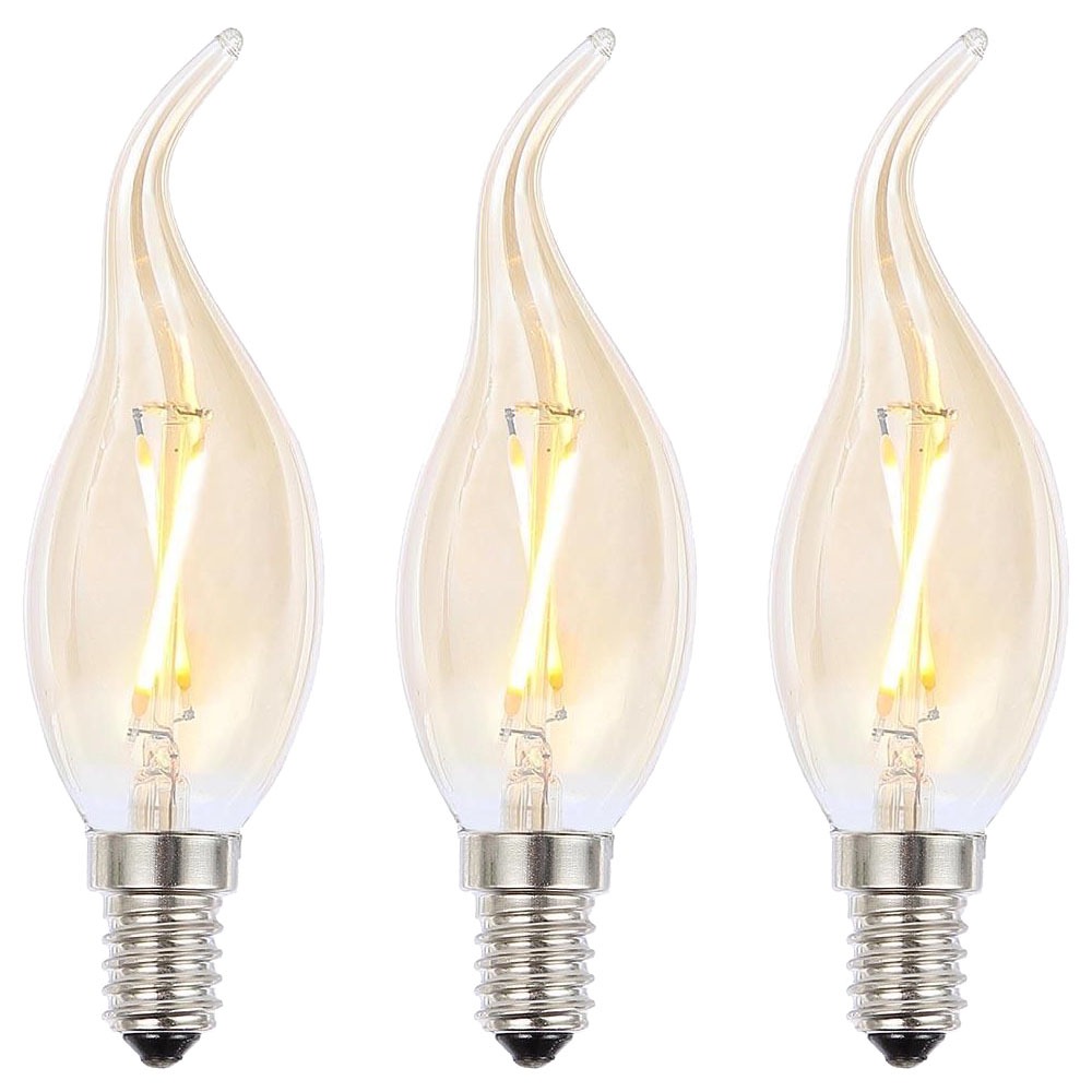 Pack of 2W LED SES E14 Vintage Filament Candle Bulbs, Tinted