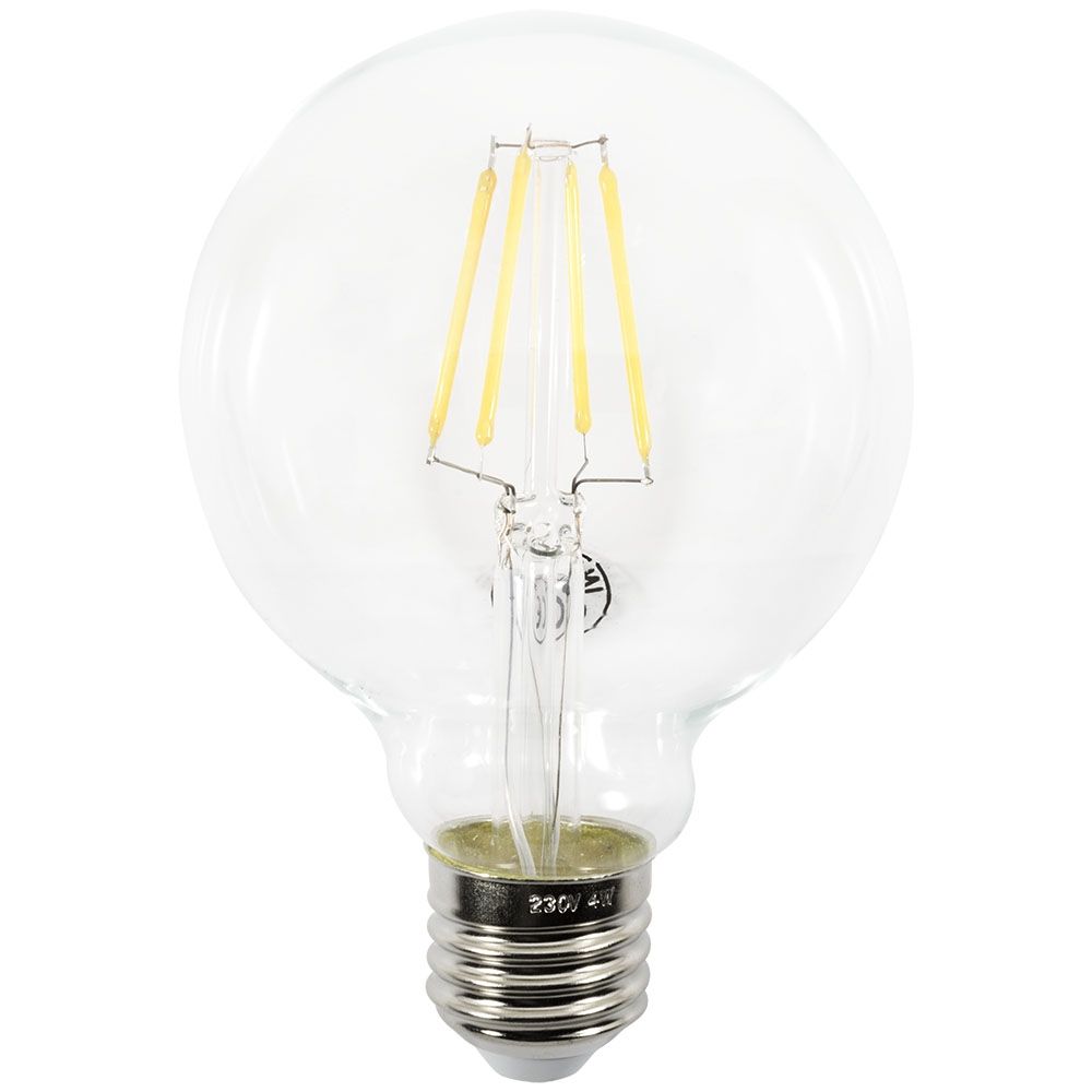 4W LED ES E27 Vintage Filament Globe Bulb, Clear