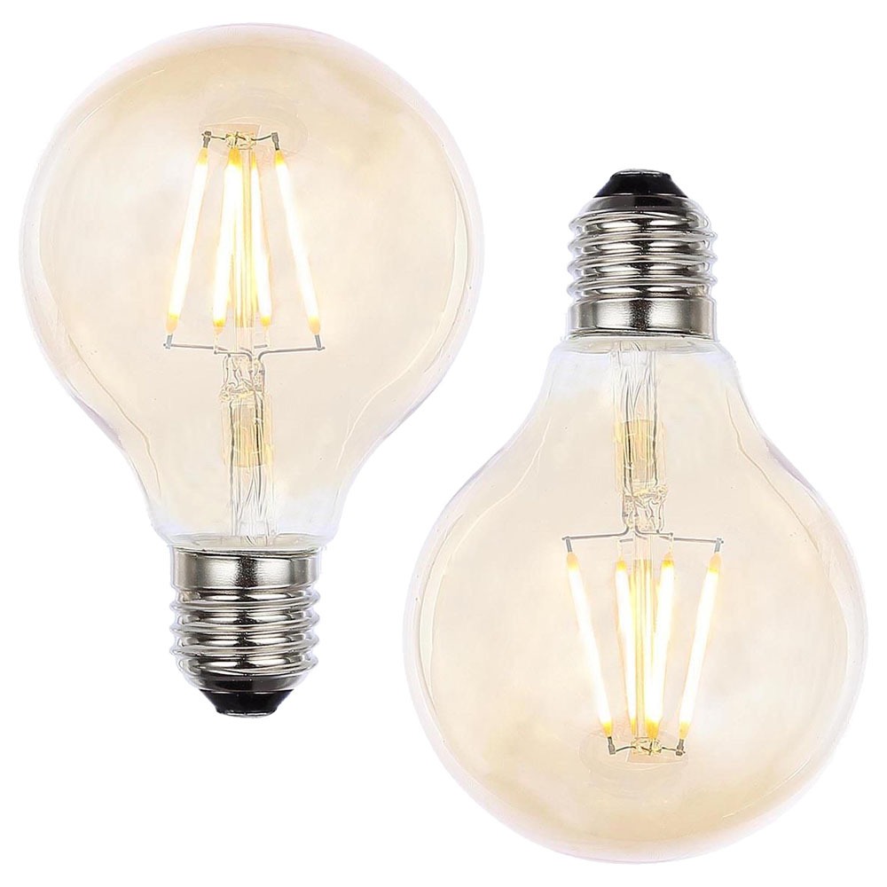 Pack of 4W LED ES E27 Vintage Filament Globe Bulbs, Tinted