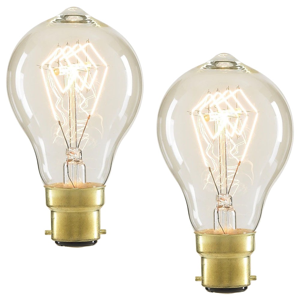 Pack of 40W BC B22 Vintage Filament Bulbs, Clear