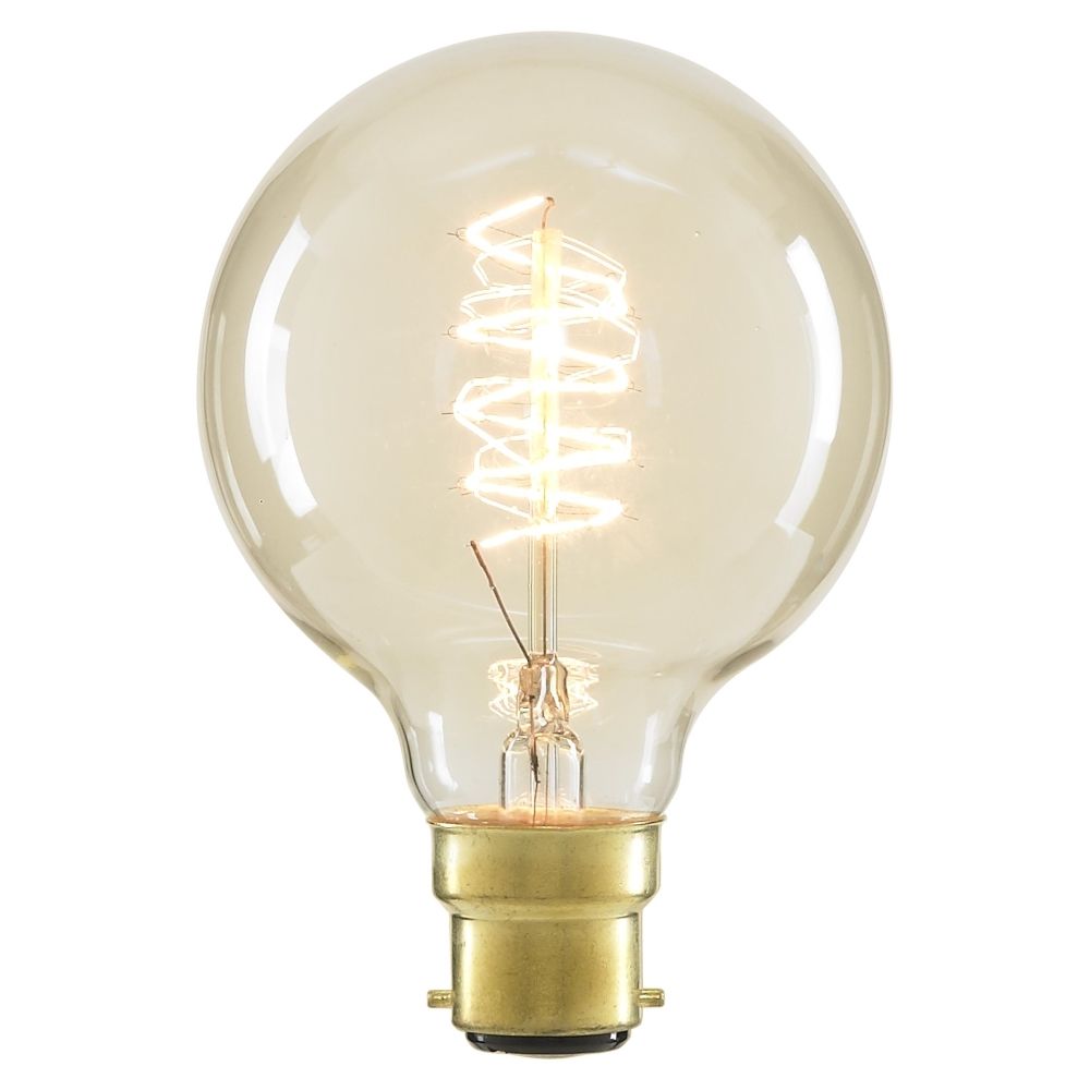 40W BC B22 Vintage Globe Filament Bulb, Clear