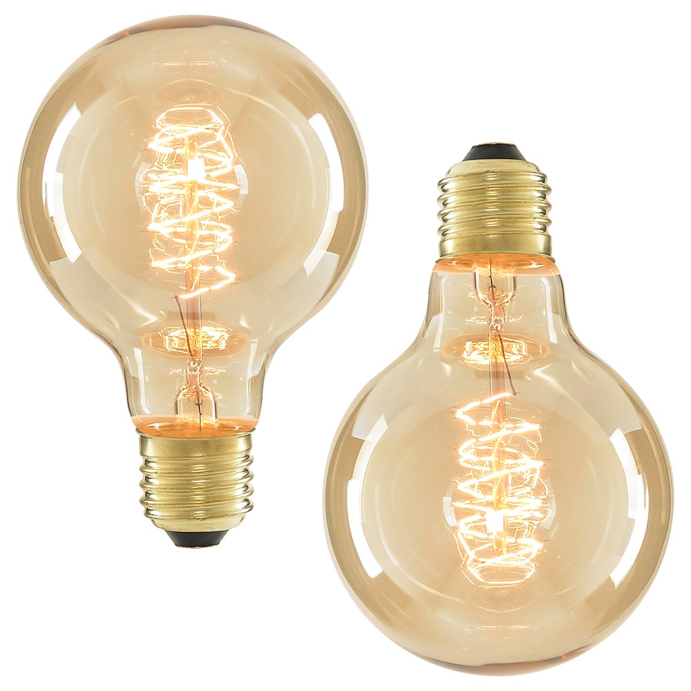 Pack of 40W ES E27 Vintage Globe Filament Bulbs,  Tinted