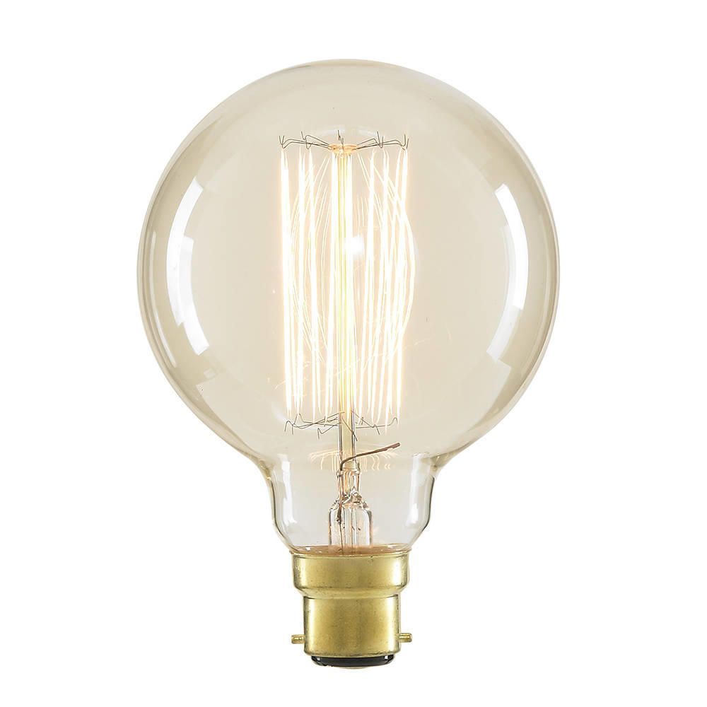 40 Watt BC B22 Vintage Filament Globe Bulb, Clear