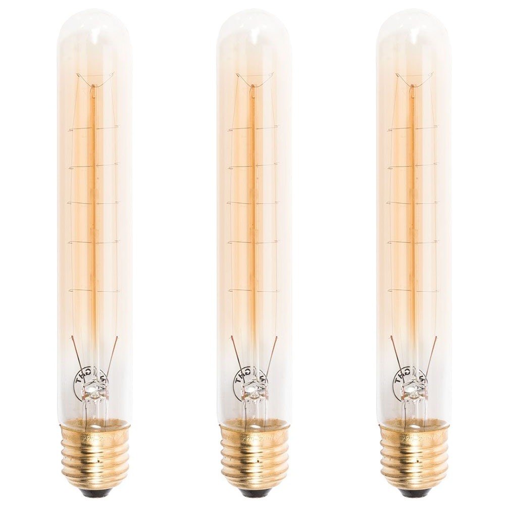 Pack of 40W ES E27 Vintage Tube Filament Bulbs, Tinted