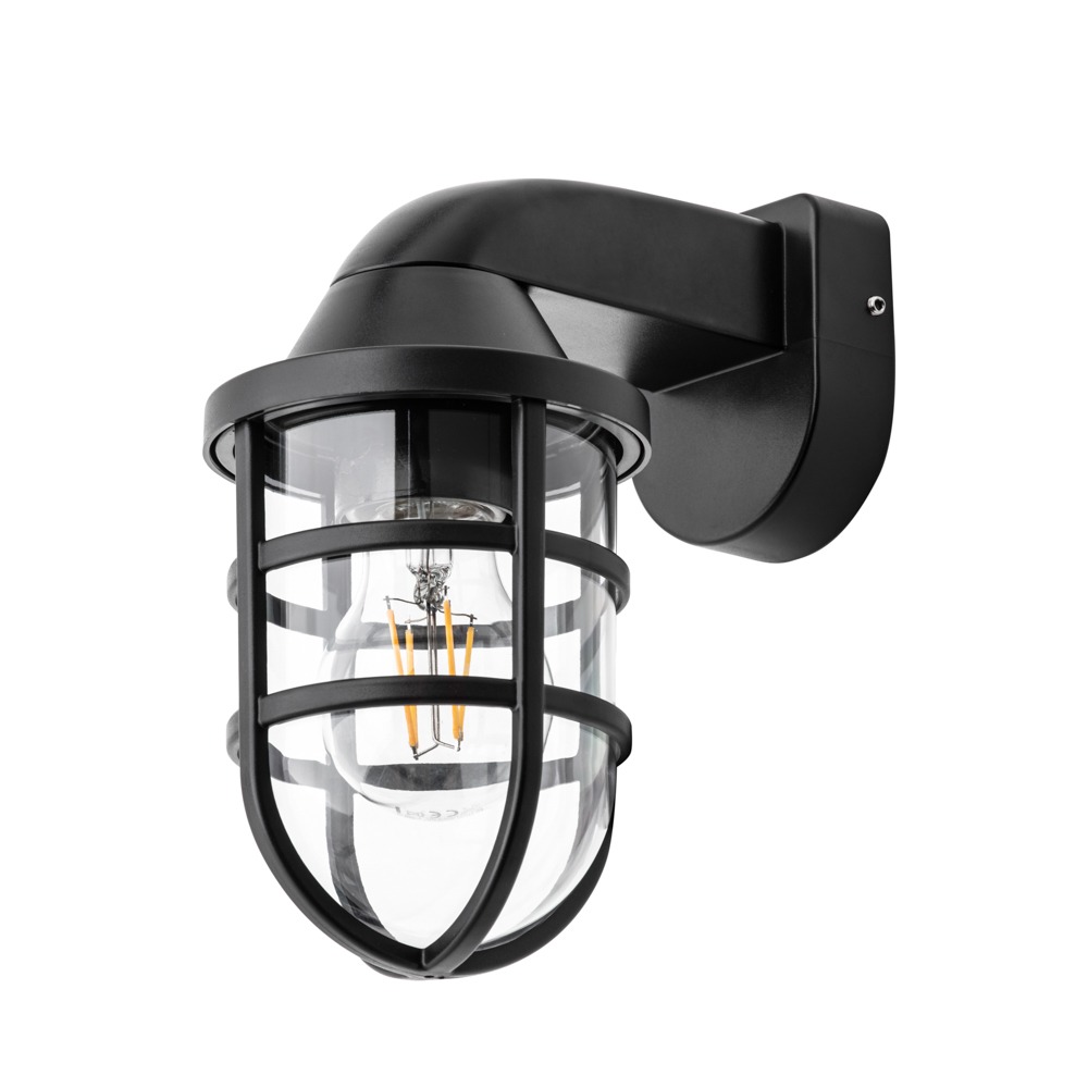 Camb Outdoor Caged Wall Light, Black