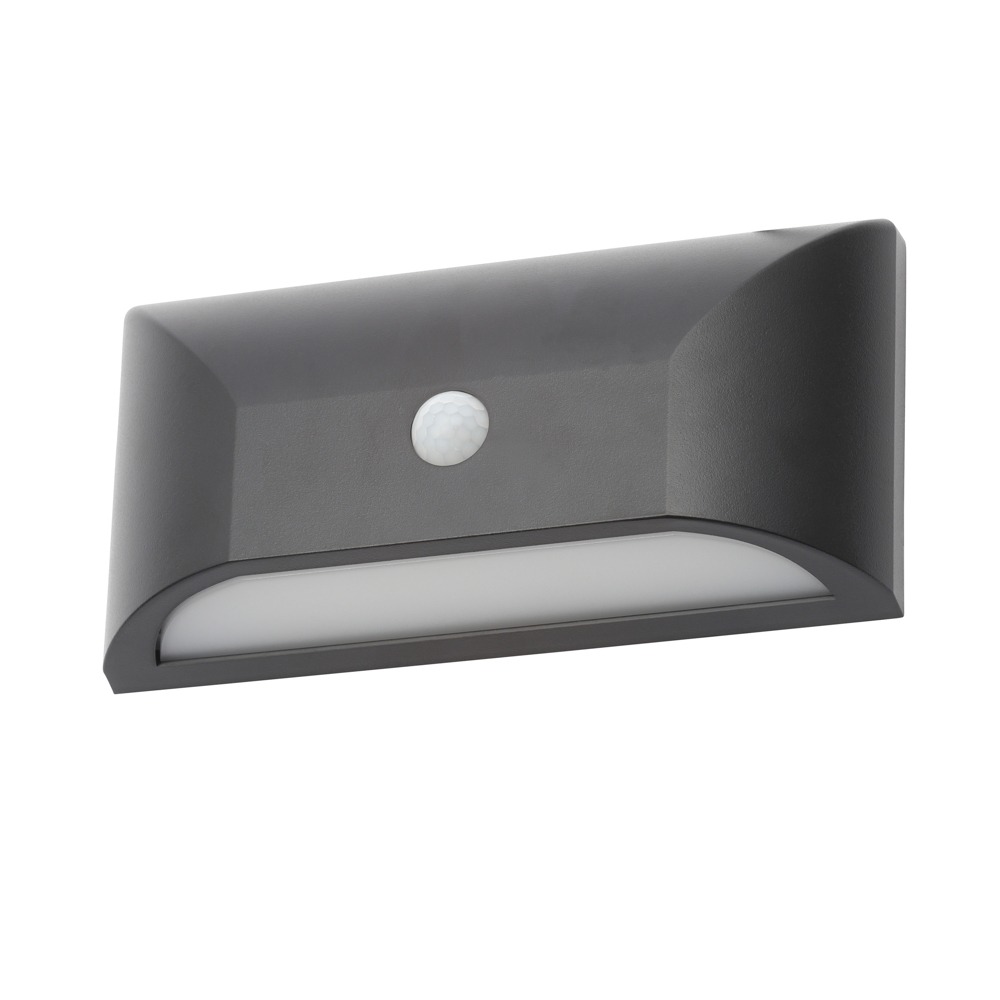 Cava Outdoor LED Rectangular Wall Light with PIR Sensor, Black