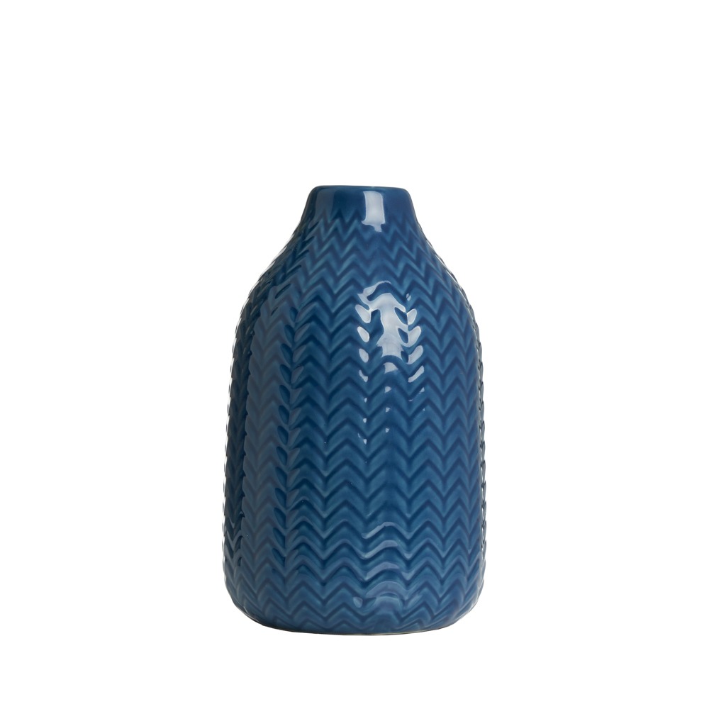 Chevron Ceramic Vase, Blue