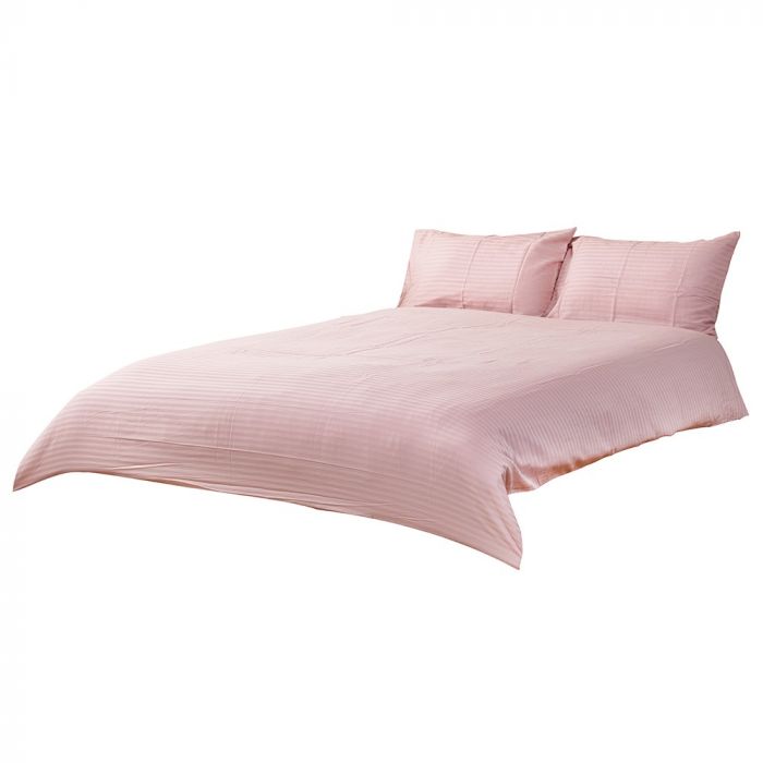 Super King Sateen Stripe Bedding Set Pink Bhs