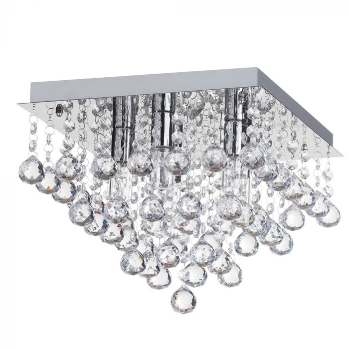 Tampa 30cm Bathroom Square Flush Ceiling Light Chrome Bhs