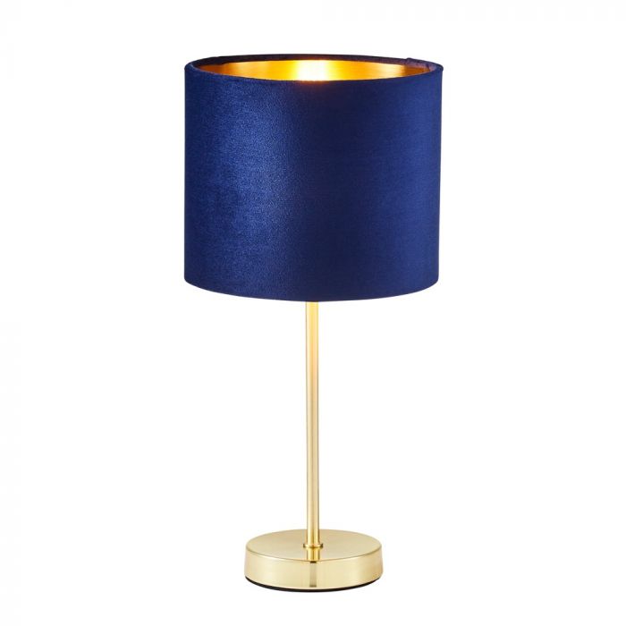 Velvet Table Lamp Navy And Brass Bhs, Navy Blue Bedside Lamps