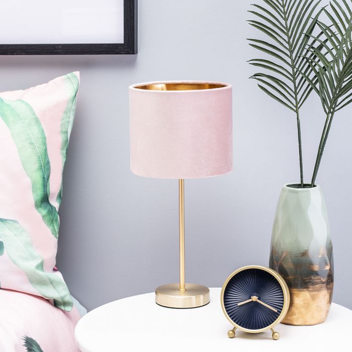 Velvet Table Lamp Pink And Brass Bhs, Small Pig Table Lamp Shades Uk