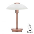 Archie Touch Lamp, Ant. Brushed Copper and Alabaster