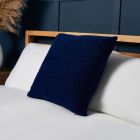 Chenille Cushion, Navy Styled on Bed