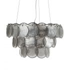 Ellie Glass Disc 3 Tier Chandelier, Smoke