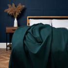 Felt Throw with Blanket Stitch Detail, Emerald Green Styled on Bed