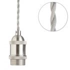 Industrial Style Grey Cable Ceiling Pendant, Satin Nickel