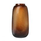 Tall Lenticular Spiral Cognac Glass Vase, Amber