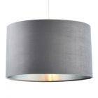 Large Velvet Easyfit Shade, Grey and Satin Nickel