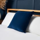 Matte Velvet Cushion, Navy Styled on Bed